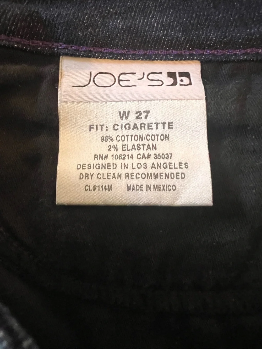 Joe’s Jeans Cigarette Skinny Jean Dark Wash W27 Women’s